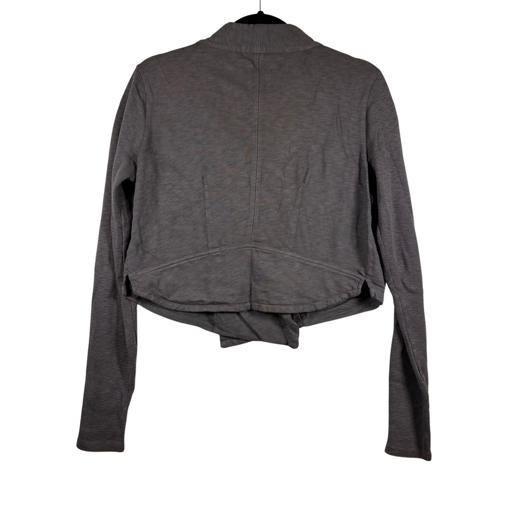 Madewell Hi-Line Moto Jacket Women's L Gray Crop 100% Cotton - Picture 11 of 11